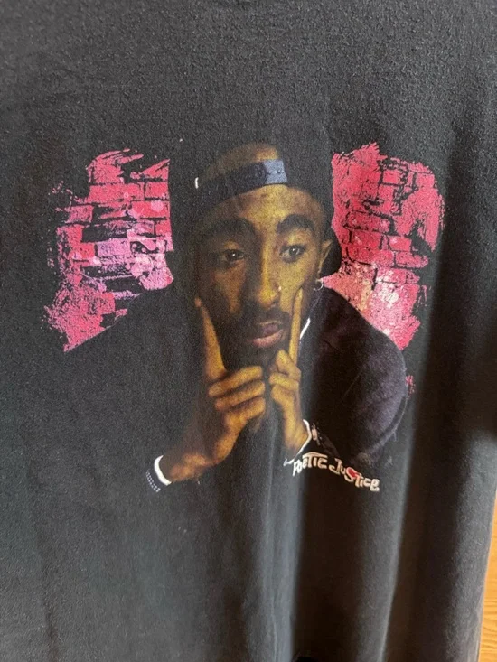 Retro Poetic Justice Tupac Shakur Black Rap Tee Short Sleeve - L - Picture 2 of 2